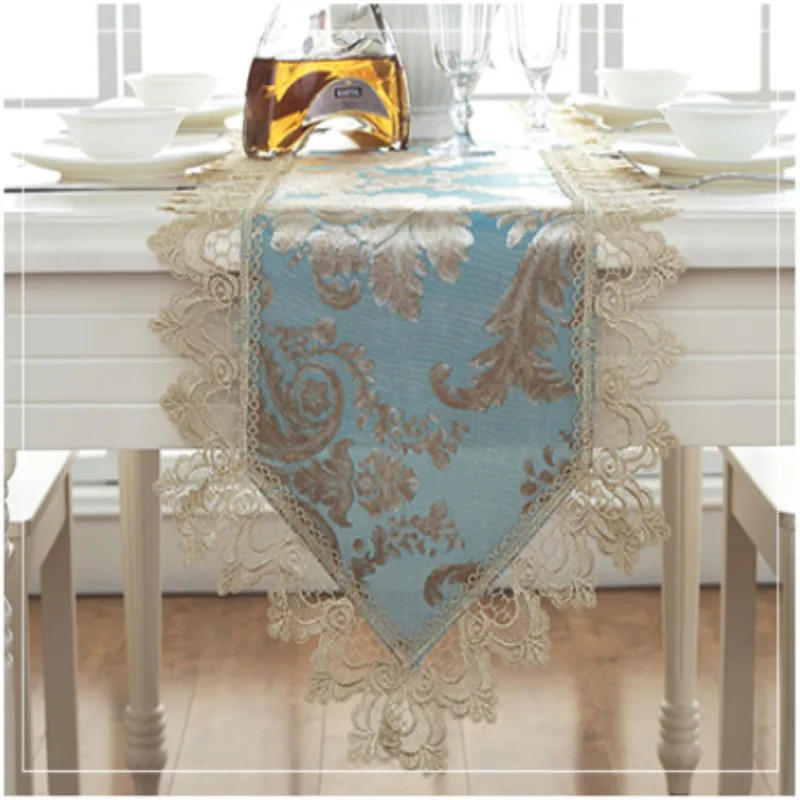 Top Luxury Elegant European style Embroidery lace table runner ruffle