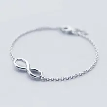 Lucky 925 браслеты из стерлингового серебра для женщин и мужчин модные ювелирные изделия простой 8 Бесконечность женский браслет с шармами аксессуары подарок девушка