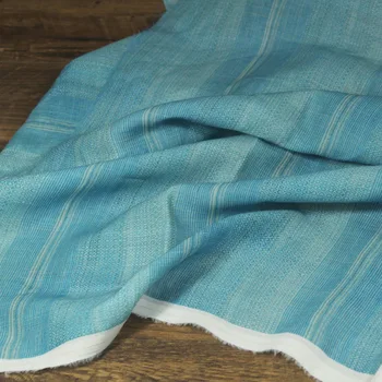 

High quality pure ramie tissus Water wave blue fabric Summer High-end clothing gowns and shirts tissu