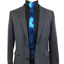 Ручной работы Bling синий галстук-бабочка акриловые мужские тонкие Модные узкие шелковые галстуки геометрический узор Свадебная вечеринка Океанский Синий Зеркальный галстук