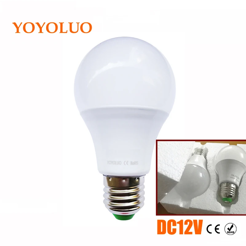 

[YOYOLUO] LED Bulbs 12V DC 15W 12W 9W 6W 3W E27 cold warm white LED Lamp Home Camping Hunting Emergency Outdoor Light lamparas