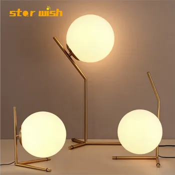 

Star wish Modern nordic Glass ball table lights Retro Vintage desk Lamp E27 Loft for bedroom beside lamp gold black EU plug