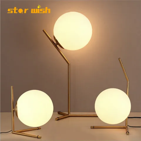 Bola de Vidro Loft para o Quarto ao Lado da Lâmpada Plugue da ue Desejo Estrela Moderno Nordic Luzes Mesa Retro Vintage Lâmpada E27 Ouro Preto