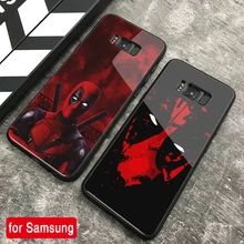 Para samsung s8 caso deadpool duro de volta caso vidro temperado para samsung galaxy note 8 9 10 s8 s9 mais s10 s20 s21 mais s10 lite