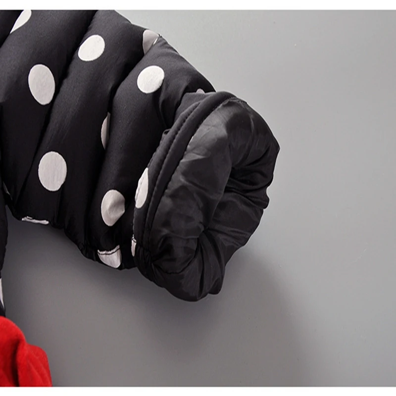 Baby girl Coat In Winter Zipper hooded Polka dot long tail hat Bow-tie pockets  cotton-padded jacket for Kids Children warmed up (7)