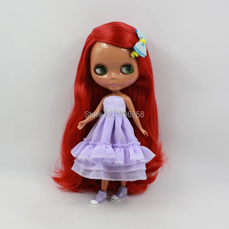 

Nude Doll For Series No . 280BL1248 Part RED HAIR Black skin Suitable For DIY Change Toy For Girls