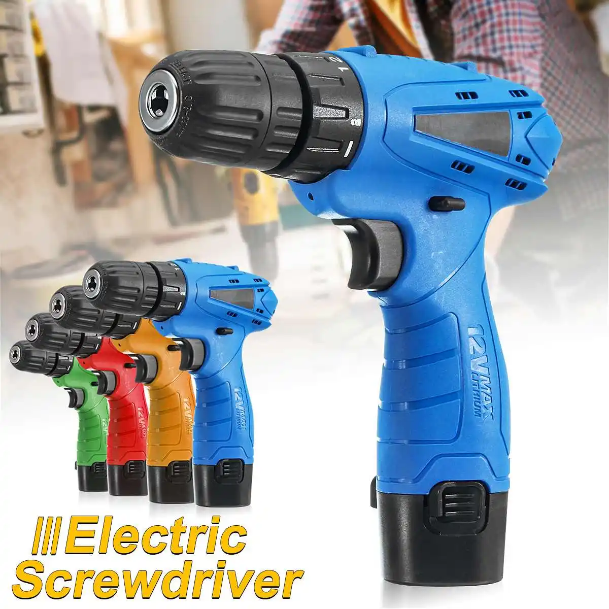 

12V Multi-Function Single Speed Electric Rechargeable Screwdriver Household Hand Drill Power Tools US Plug