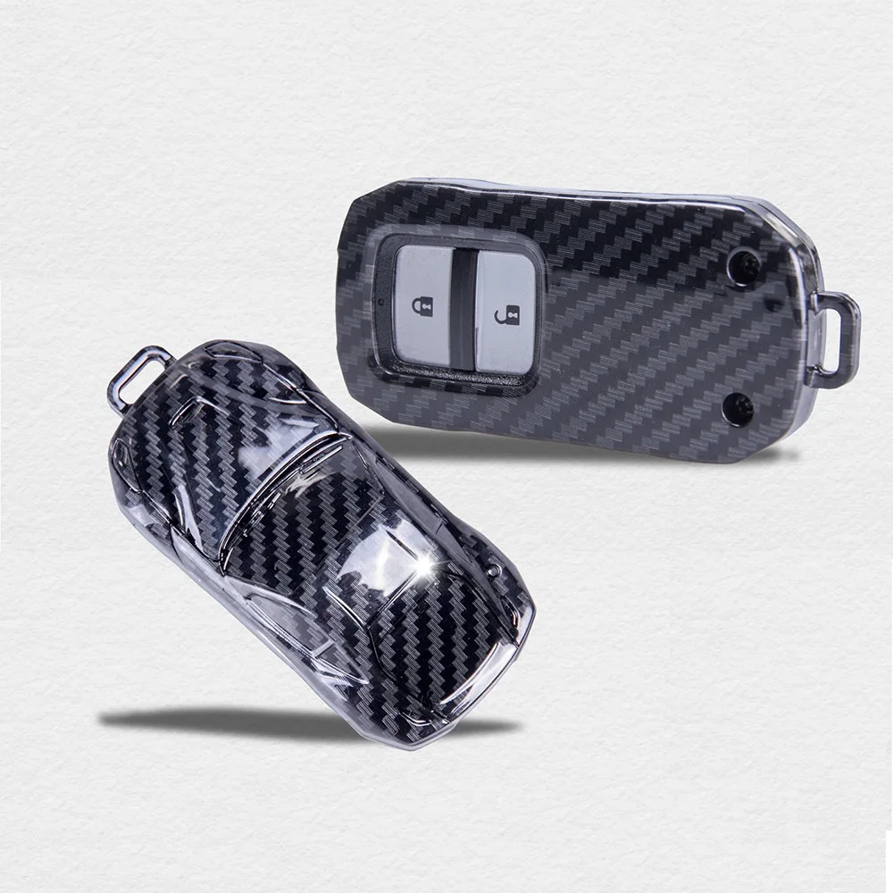 

2019 New Carbon Fiber Look Car Key Case Key Cover case Smart Key Shell For Honda Civic CR-V Accord XR-V Spirior 2/3/4 Buttons