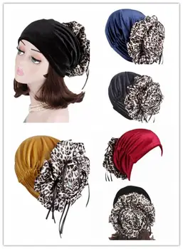 

4PCS Muslim Women Flower Elastic Caps Hair Loss Hats Headwear Turban Headwrap Elastic Islamic Bonnet Headscarf Arab Random Color