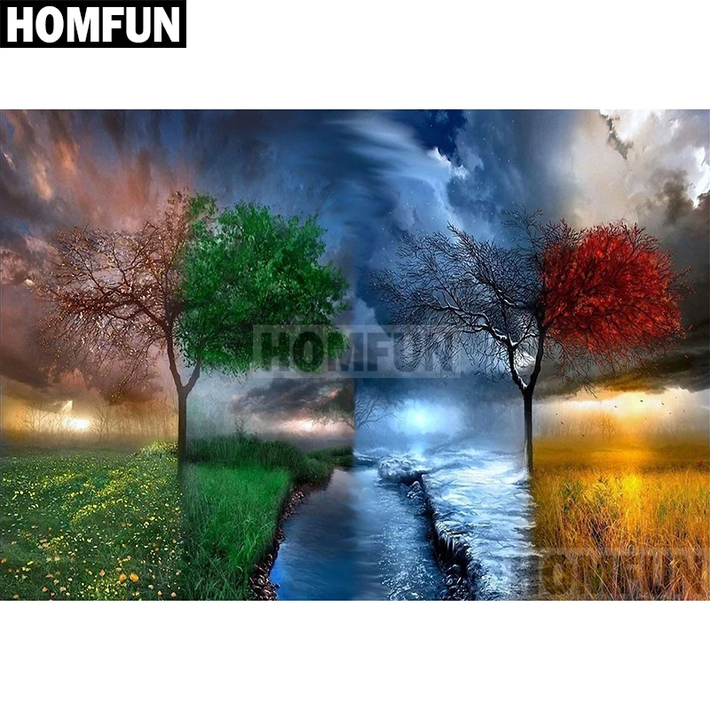Набор для алмазной вышивки HOMFUN A02112 алмазная живопись четыре сезона дерева