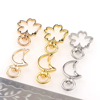 

5pc Flower Moon Keychain Bag Charm Woman Men Kids Key Ring Gifts Star Heart Key Hook Keychain 3 Colors For DIY Keychains Making