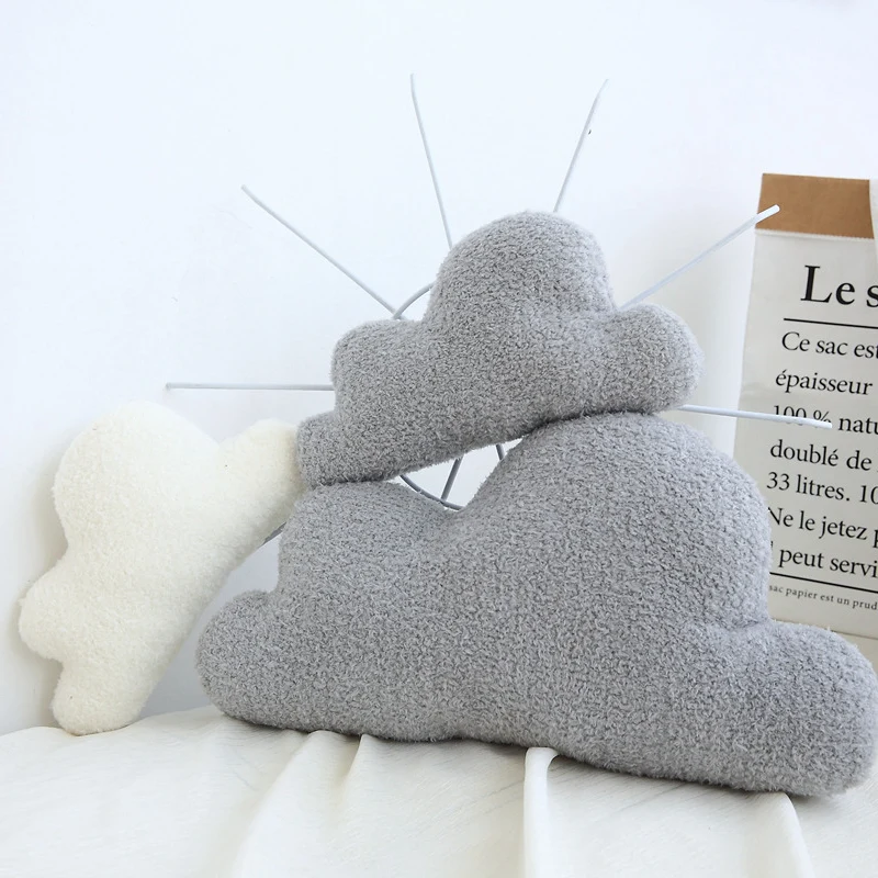 Plush Toys Star Pillow Heart Shaped Pillow Gray White Cloud Shaped Pillow Cushion Stuffed Plush Toy Bedding Baby Room Home Decoration Gift Girl Birthday Present