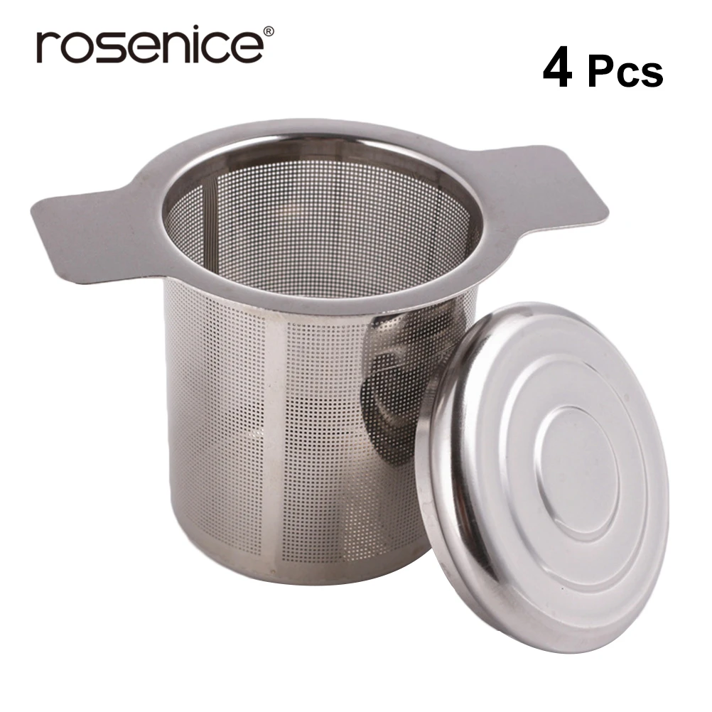 

4pcs Stainless Steel Tea Infusers Double Handles Fine Mesh Durable Reusable Tea Steeper Tea Strainer for Mug Cup Tea Pot