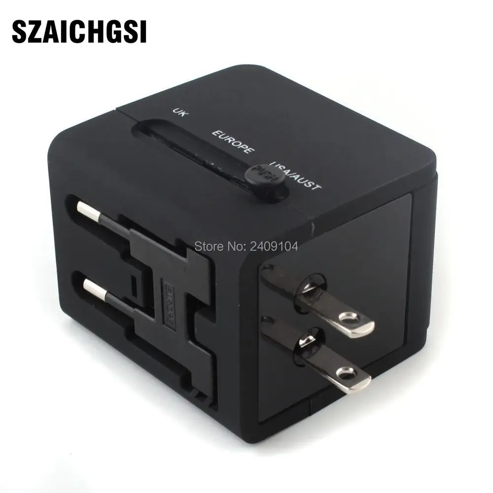 SZAICHGSI 2 USB порт всемирно известный адаптер для путешествий AC К USB настенное зарядное устройство US EU UK AU Plug 5 V 2.1A для iphone 7 6 5 200 шт