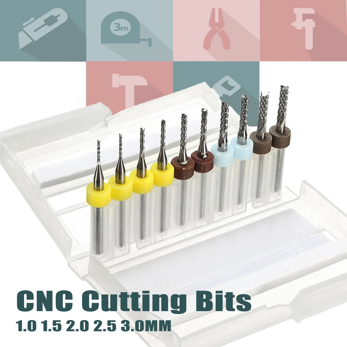 

10Pcs Mini PCB Drill Bit Engraving Mill Cutter Carbide Tools End Mill CNC Cutting Bits Milling Cutters Kit