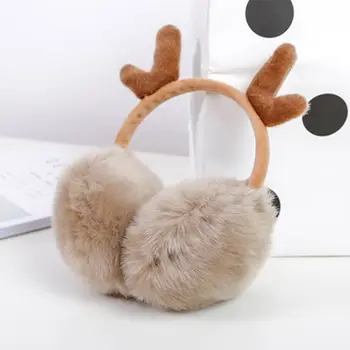 

Novelty Cute Antlers Fur Winter Earmuffs For Women Warm Earmuffs Ear Warmer Gifts for girls Cover Ears Super Soft Plush Ear Muff