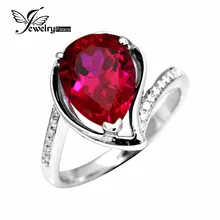 JewelryPalace Water Drop four.9ct Created Pink Ruby Anniversary Promise Ring 925 Sterling Silver Jewellery For Ladies Model New Ring