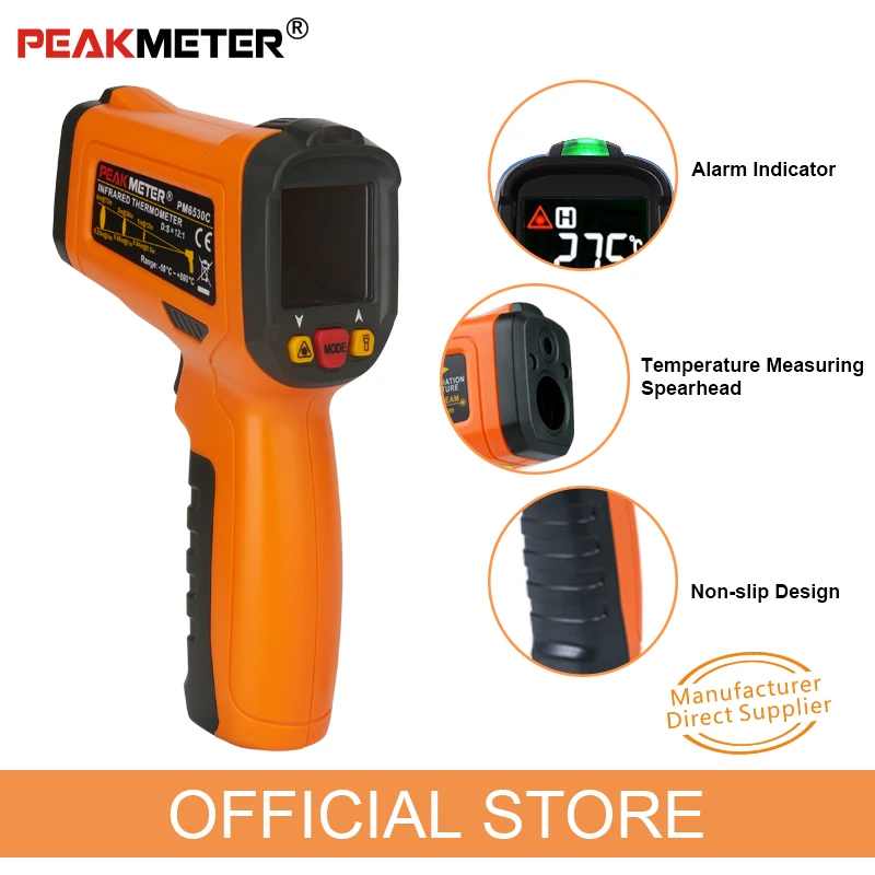 PEAKMETER PM6530C ЖК ручной лазерный цифровой ИК инфракрасный термометр Температура-50~ 800 с K Тип окружающего УФ-светильник