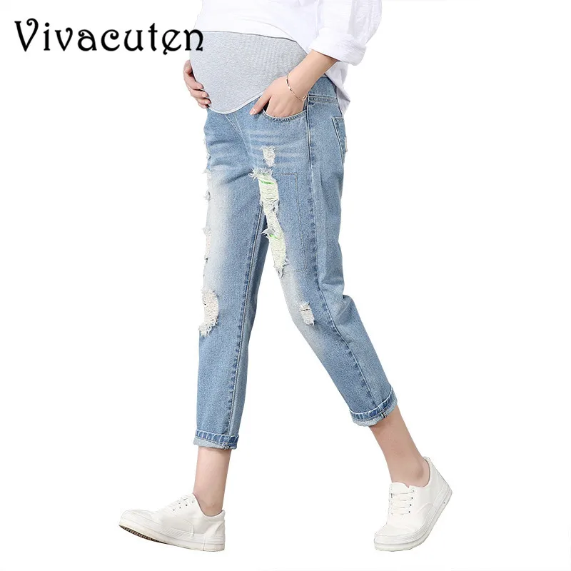Maternity Jeans For Pregnant Women Pregnancy Denim Pants Spring Hole Trousers Belly Capris Legging Clothing Overalls Pants M39 Maternity Jeans For Pregnant Women Pregnancy Denim Pants Spring Hole Trousers Belly Capris Legging Clothing Overalls Pants M39