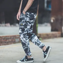 Модные панк стиль армейские брюки камуфляж свободный крой большой карман штаны-карго лодыжки окаймленные хип-хоп брюки Мужские Jogger Брюки