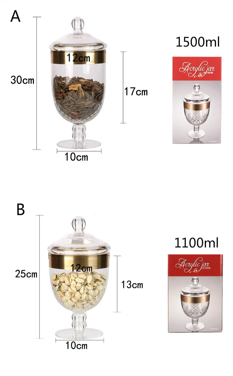 Глянцевые прозрачные Герметичные банки для хранения, Акриловая банка для конфет, прочные влагостойкие бутылки для хранения закусок с крышкой, контейнеры