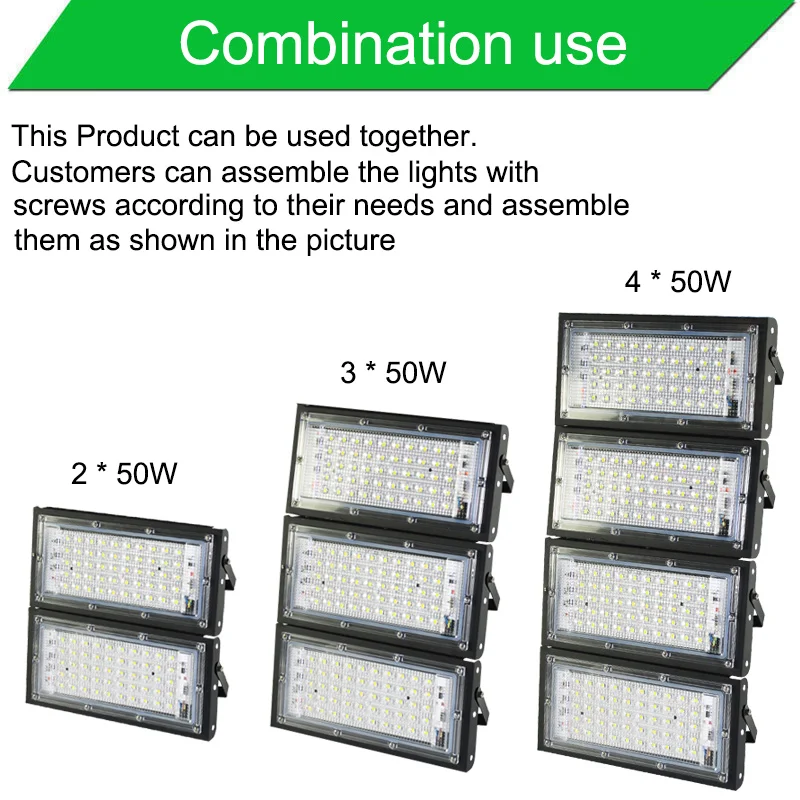 LED Flood Light 50W 100W 150W 200W Floodlight AC 220V 240V LED street Lamp waterproof IP65 outdoor Lighting led cob spotlight