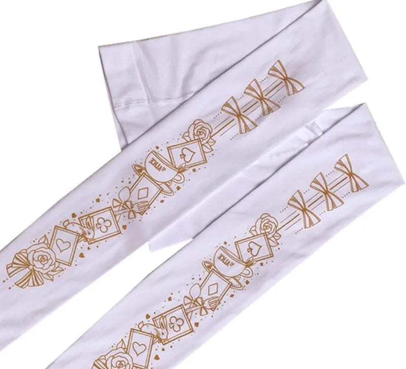 140D весенние женские леггинсы золотой цветочный штамповки, покрытия печати брюки в стиле Лолиты сладкий Алиса наряд ангела для дам
