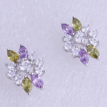 

Love Monologue Flawless Create Peridot/Cubic Zirconia Stud Earrings for Women Silver Color Wedding Jewelry X0228