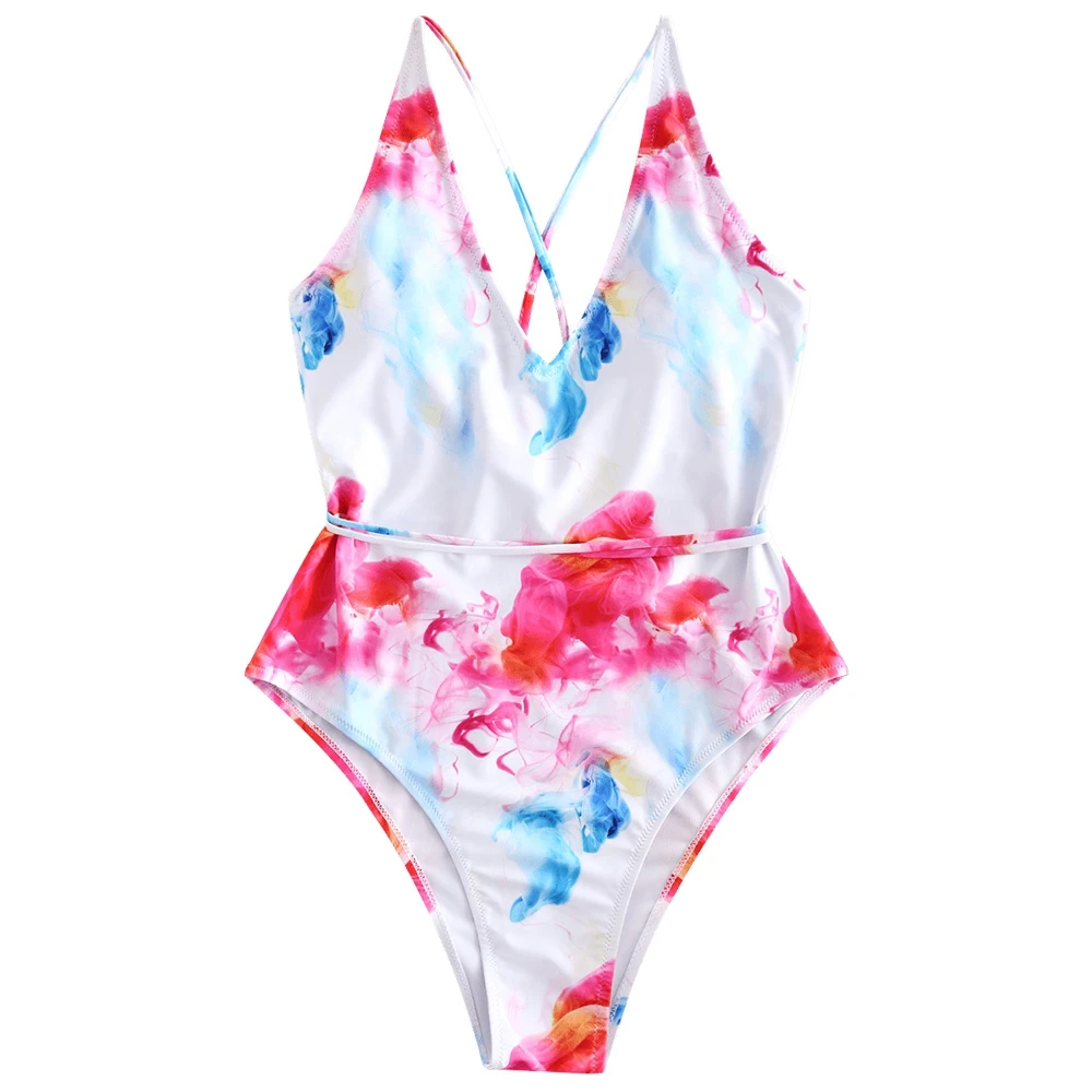

2018 New One Piece Swimsuit Sexy Colored Smoke Swimwear Women Bathing Suit Beach Backless Monokini Swimsuit