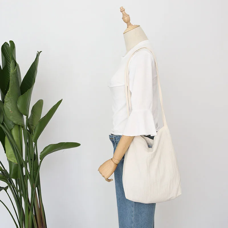 

YILE Washing Cotton Linen Shoulder Bag Eco Shopping Tote Thin String 3 Colors zt004