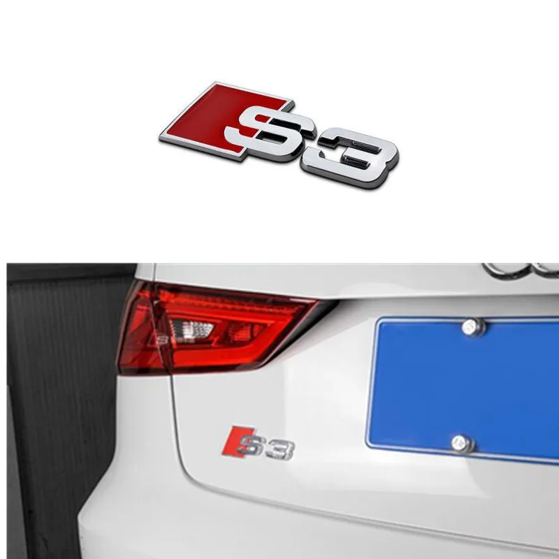 

3D Aluminum Alloy S3 Car Tail Sticker Badge Logo Metal Rear Tail Badge Sticker Logo For Audi A3 S3 8P 8L 8V Car Emblem