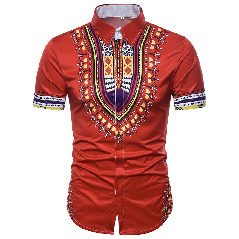 Новое поступление Этническая Стиль 3D рубашки с принтом Для мужчин лето Рубашка с короткими рукавами человека Camisa Повседневное отложным