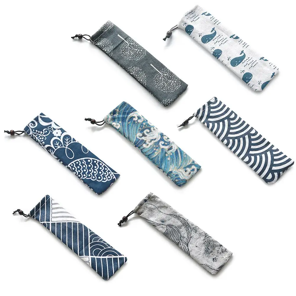 

Tableware Bag Japanese Portable Canvas Drawstring Bags Buggy Bag Cutlery Bag For Travel
