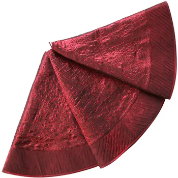 

Free shipping EXTRA LARGE 50" Sequin Sparkle Bling bling Skirt with Pleat Faux Silk Border Christmas tree skirt Burgundy P2855