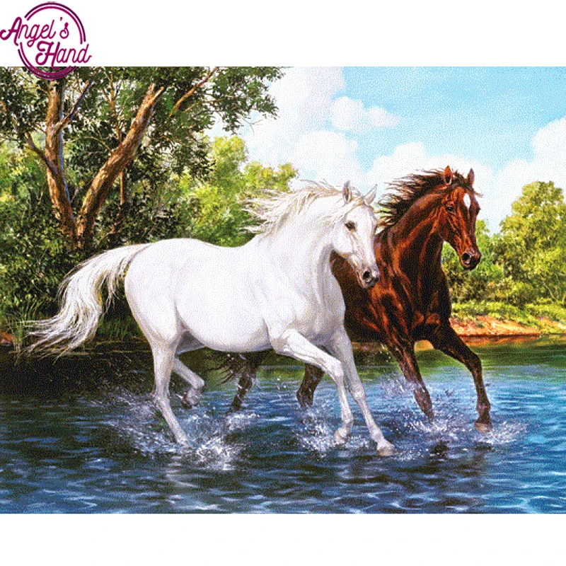 Full Square Diamond 5D DIY Painting animal horse Embroidery Cross Stitch Rhinestone Mosaic Decor Gift | Дом и сад