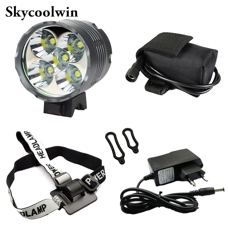 

5T6 6000Lm 5x XML T6 LED Cycling Front Bicycle Light Bike Lamp Headlight 3-Mode Head Light + 6400 mAh Battery Pack 10pcs/lot
