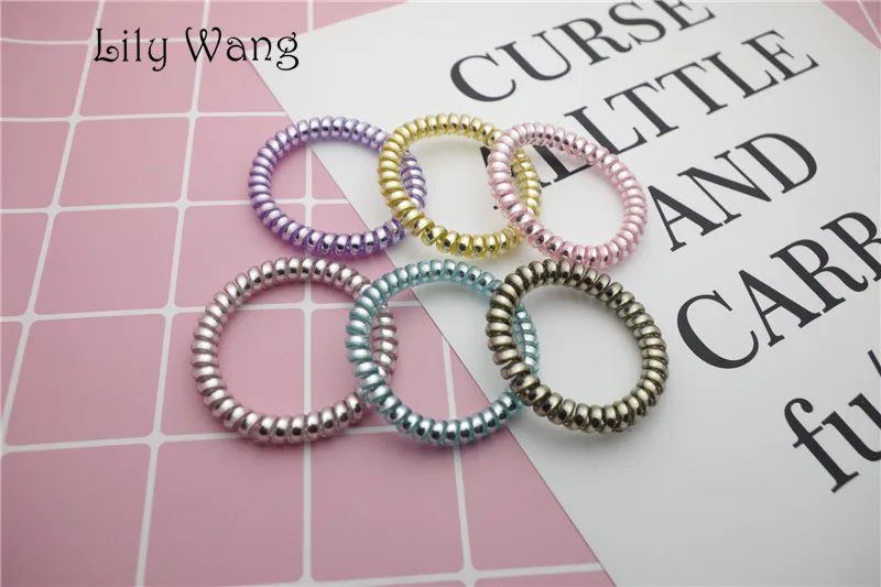 Elastic Hair Bands Telephone Wire scrunchy gum for hair Accessories Rubber Bands Headwear Hair Rope Ties  Spiral Shape  (1)