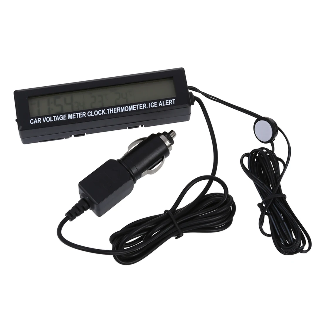  12V/24V Car Voltage Monitor Battery Alarm Temperature Thermometer Clock display