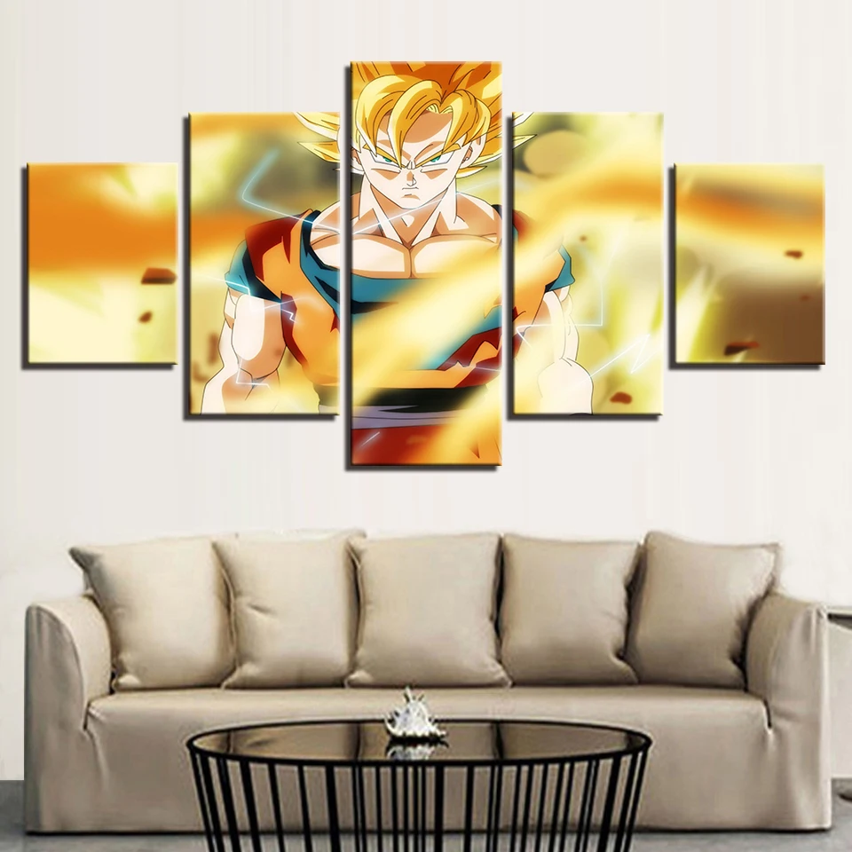 

Canvas Wall Art Pictures 5 Pieces Dragon Ball Z Anime Paintings Home Decor For Living Room HD Prints Cartoon Posters Framework