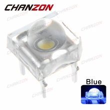 100 шт., 5 мм, светодиодный Пиранья, синий суперфлюс, прозрачный, ультра яркий круглый светильник, светодиод, светодиодный светильник, 4 штифта, сквозной светильник