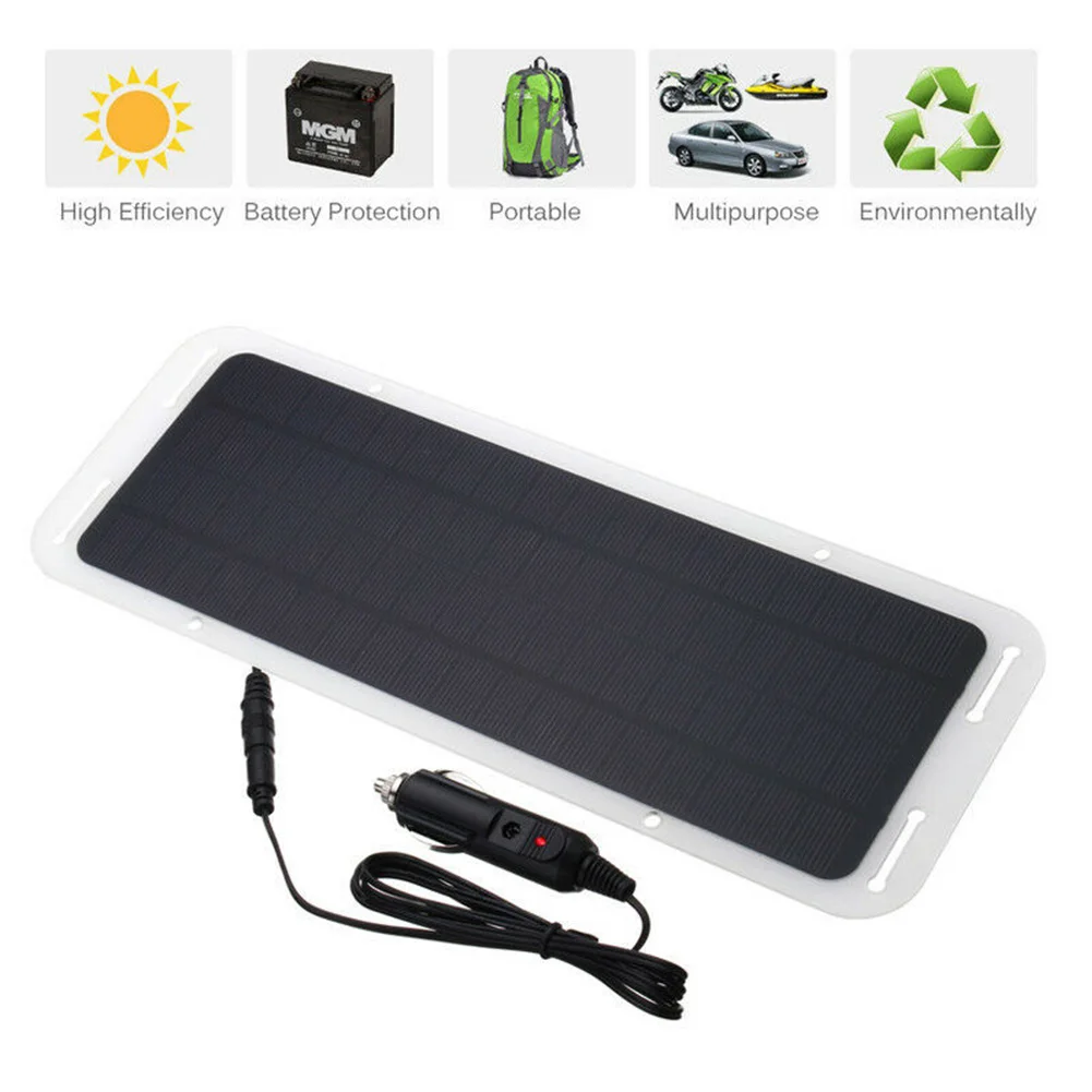 

18V 5W Solar Panel Car Charger Portable Solar Panel Charger USB Port for 12V Automobile Motorcycle Tractor Boat RV Batteries