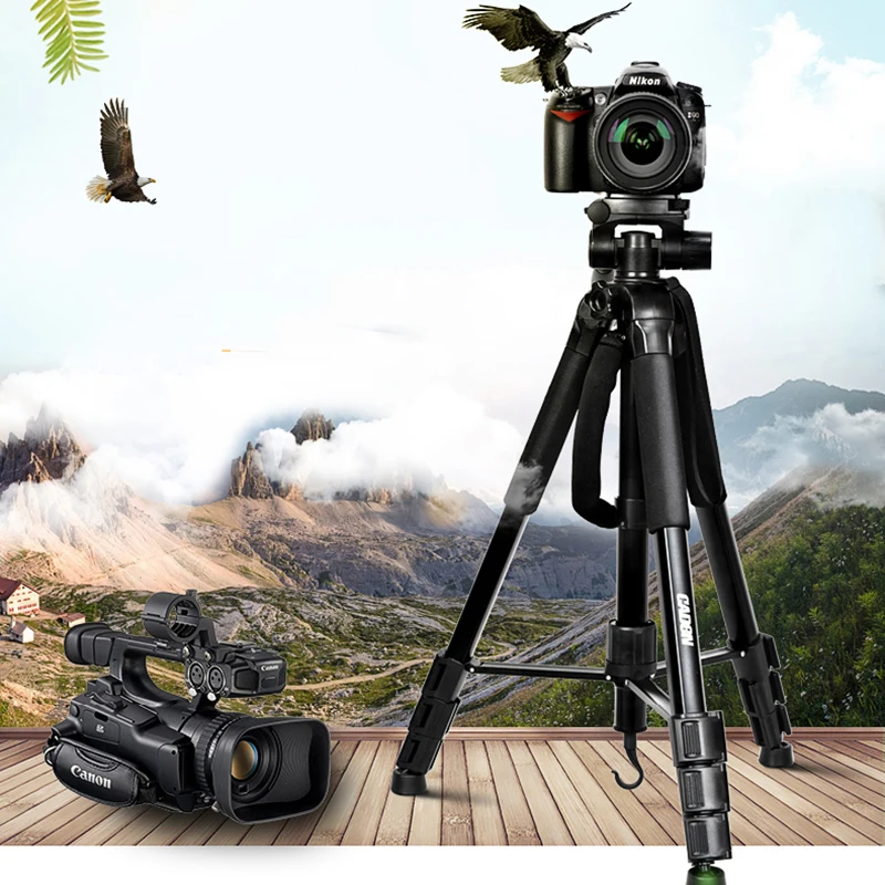 

Professional Camera Tripod Monopod Portable Travel Aluminium Tripod Accessories Stand with Pan Head for Canon DSLR Phone Camera