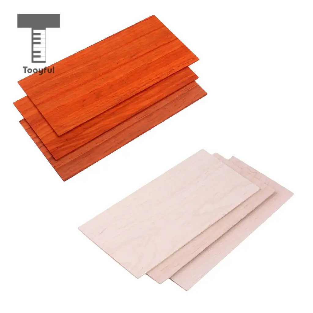Tooyful 3 Sets Head Veneer Red Wood+Maple Guitar Head Veneer Headplate Luthier DIY