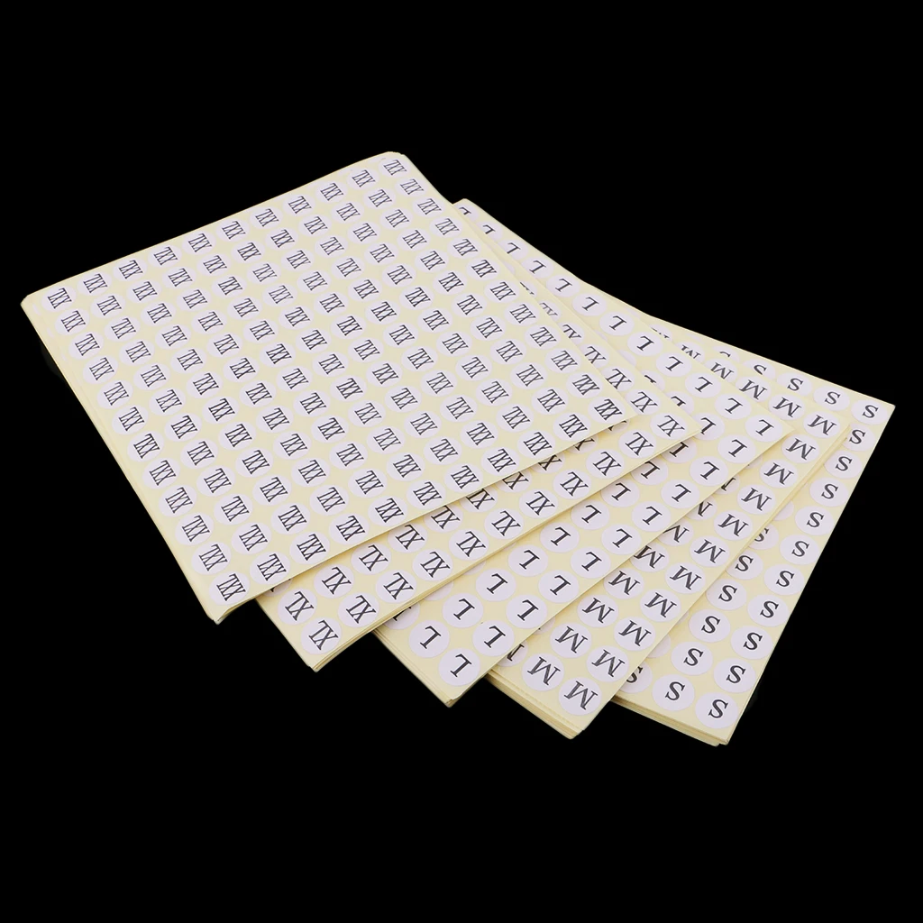 0.5 Inch White Round Retail Clothing Size Label Adhesive Apparel Size Stickers A Set of 15 Sheets S M L XL XXL Total 75 Pieces