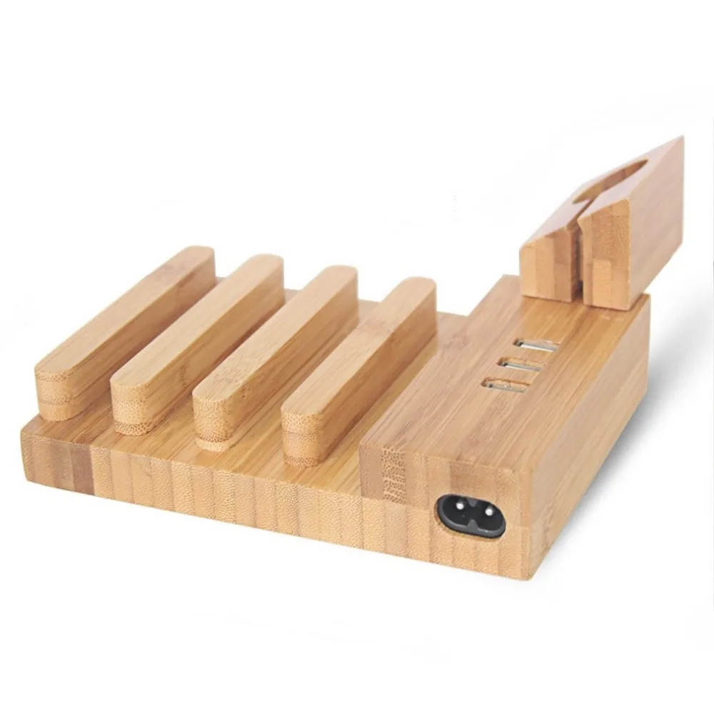 

Mobile Phone Charging Stand Holder Bamboo Wood Charger Base Multifunctional Charge Support Desktop Bracket for iphone for Tablet
