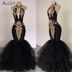 Modabelle Русалка черный и золотой платье для выпускного вечера Formatura с открытыми плечами Тюль платье для выпускного вечера es 2019 Vestidos De Cerimonia