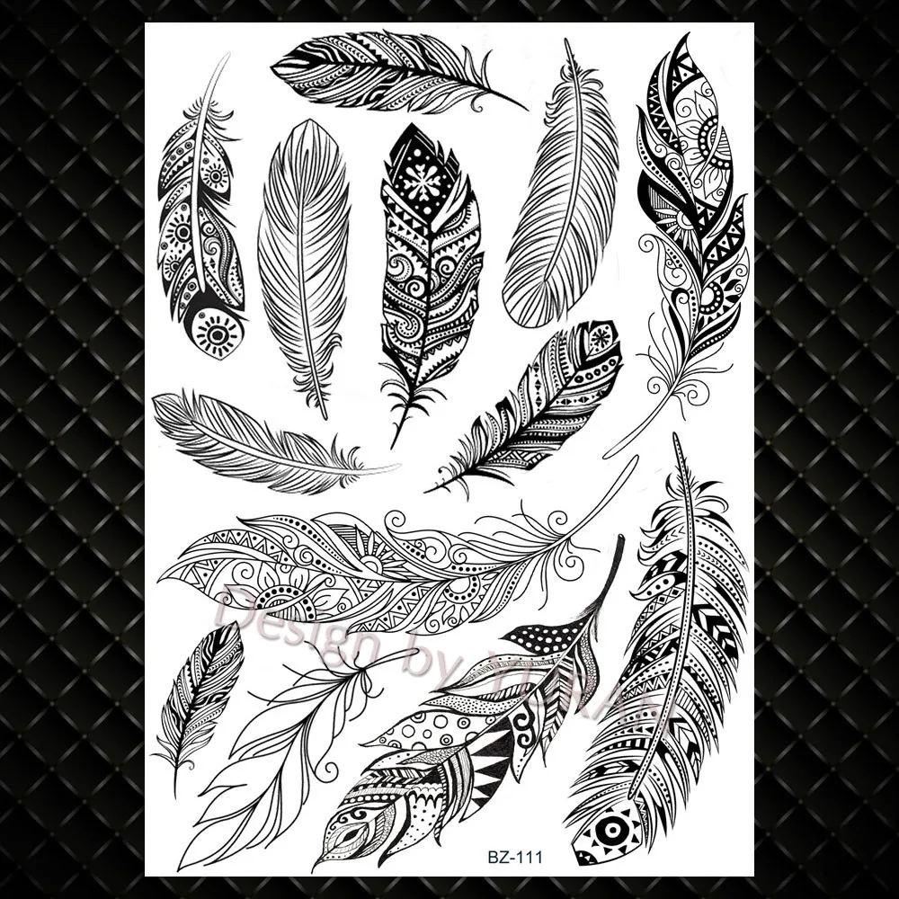Богемные серьги Henna Mandala цветок красочные металлические Временные татуировки, Стикеры Луна перо Для женщин и девочек больших и черной звездой Водонепроницаемый татуировки с имитацией драгоценных камней - Цвет: GBZ111