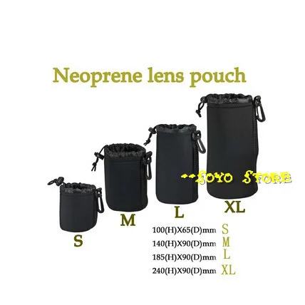 Camera lens bag Soft Neoprene Waterproof DSLR Lente Cover Case stora S M L XL Soft Nylon for Canon Nikon Sony Pentax DLSR Camera