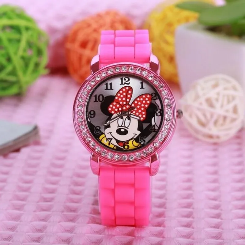 

fashion minnie girls Ladies women crystal Watch kids children cartoon mickey silicone sport watches relogio feminino