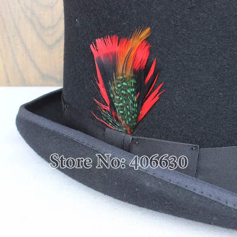Роскошная атласная подкладка шерсть черный топ шапки войлок для мужчин Chapeu Masculino PWFR114